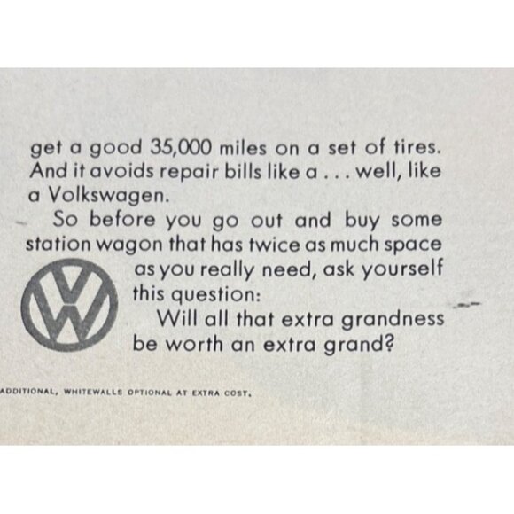 Vintage Volkswagen Squareback Sedan Print Ad 1960s Original Ad 13.5 x 10.25" - Picture 4 of 9